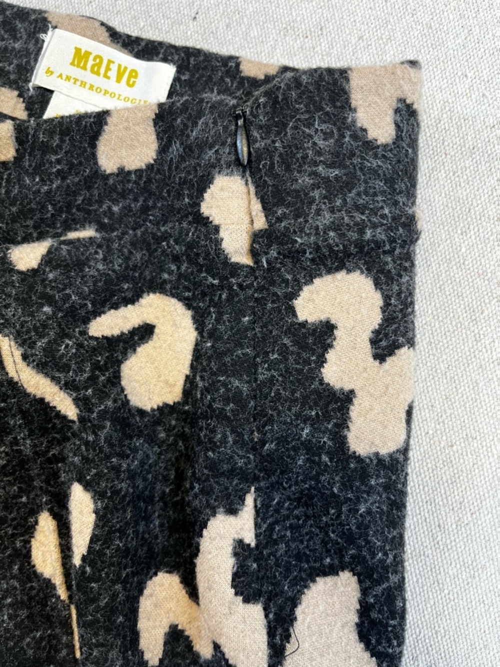 Anthropologie Black and Cream Leopard-Print Pencil Skirt - Picture 7 of 10